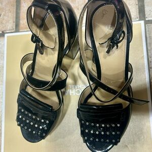 Michael Kors Black Studded Heels Lindy Platform Patent S. 8